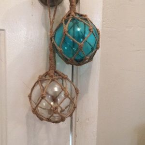 Set of 2 Unique hand blown glass home Decpr pieces